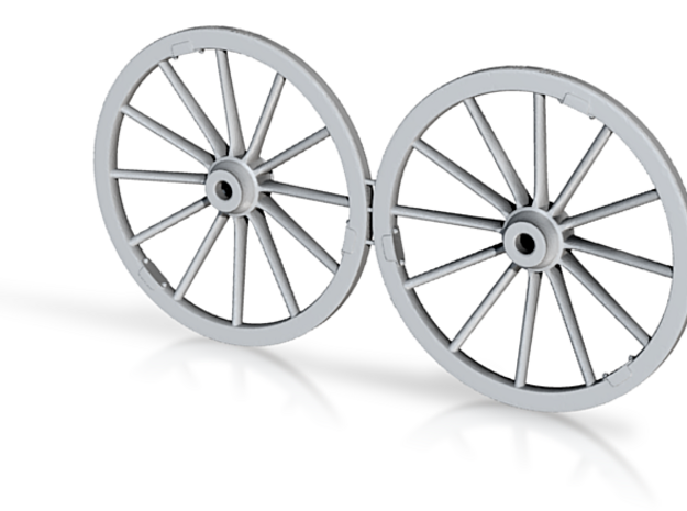 German Limber Wagon Wheel Set 54mm 1/32nd in Tan Fine Detail Plastic
