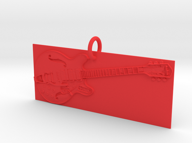 Electric Guitar Pendant in Red Processed Versatile Plastic