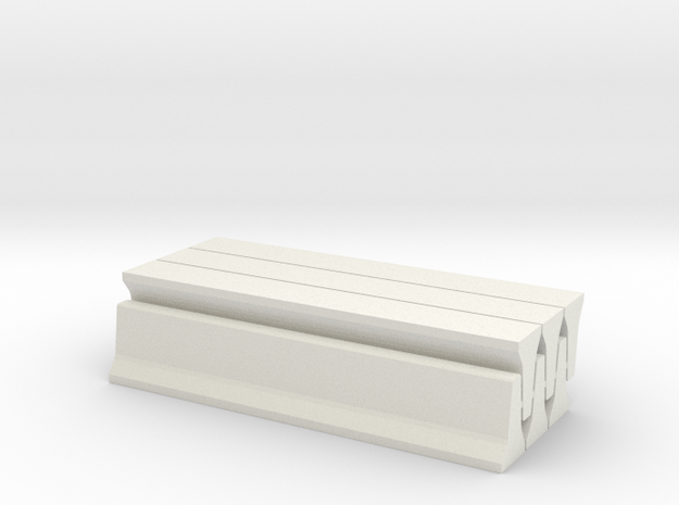 6 Jersey Barriers, Standard (32 inch x 15 feet) in White Natural Versatile Plastic: 1:64 - S