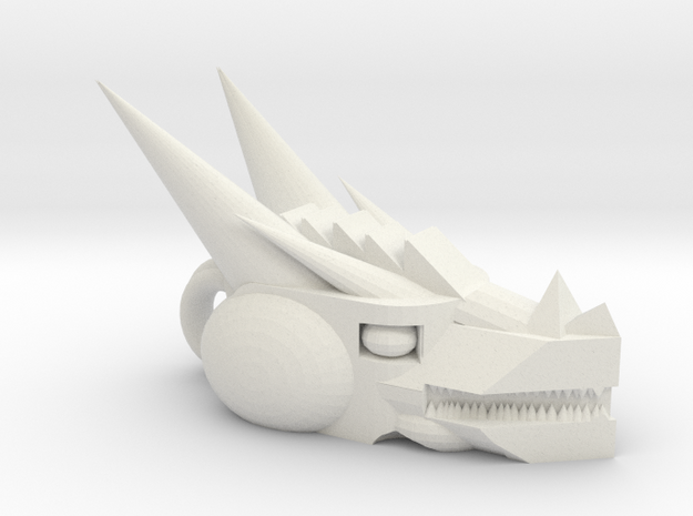 Mech Dragon head charm in White Natural Versatile Plastic
