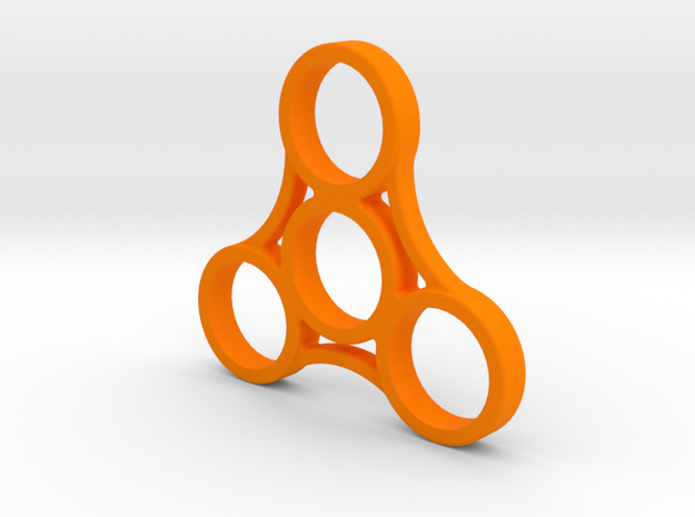 Triple Sided Fidget Spinner in Orange Processed Versatile Plastic