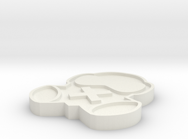 Mute Keychain in White Natural Versatile Plastic: Small