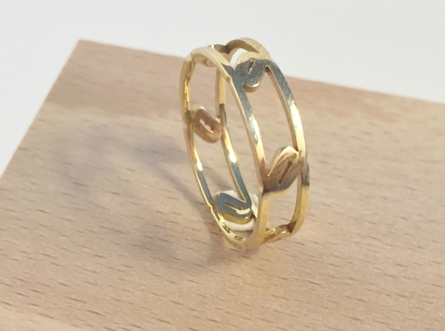 Unique Link Ring  in Polished Brass