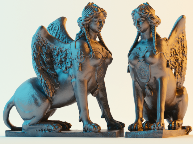 Greek Sphinx of Thebes and Oedipus  in Tan Fine Detail Plastic