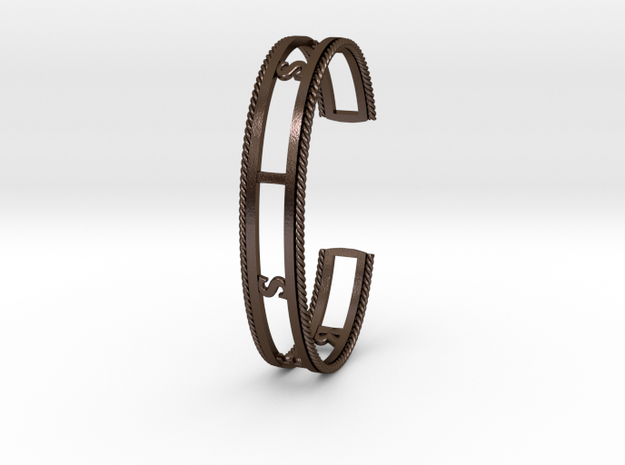 RESIST Cuff (Large) in Steel and Nylon in Polished Bronze Steel