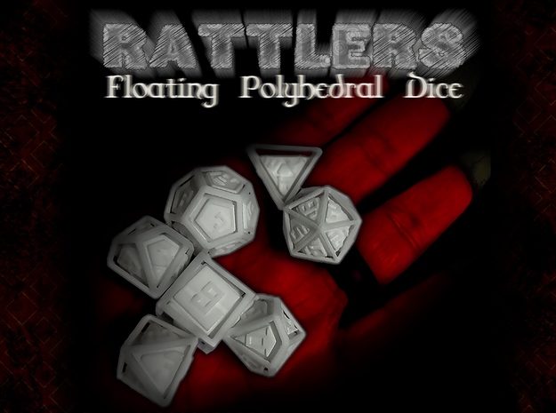 RATTLERS - Floating Polyhedral Dice Set in White Natural Versatile Plastic