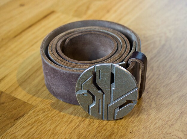 Reclaimer-Belt Buckle in Polished Bronzed Silver Steel