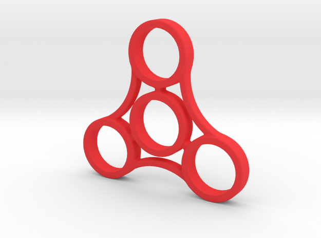 Large Triple Sided Fidget Spinner in Red Processed Versatile Plastic