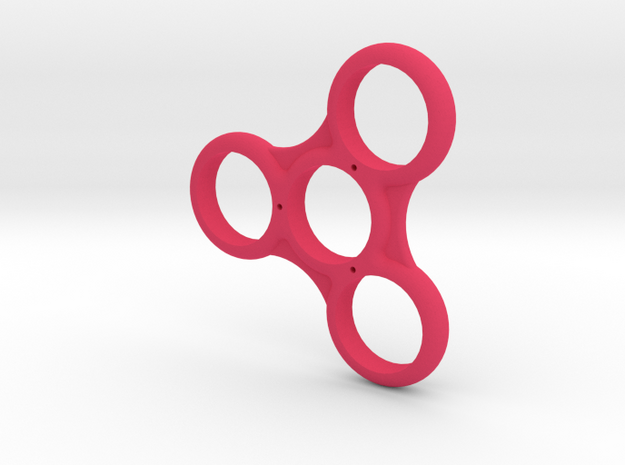 Triple Ribbed Fidget Spinner in Pink Processed Versatile Plastic