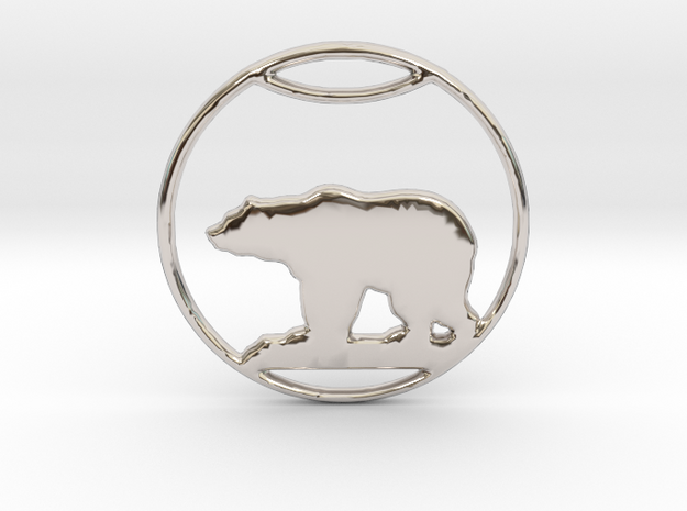 Polar Bear Pendant in Rhodium Plated Brass: Small
