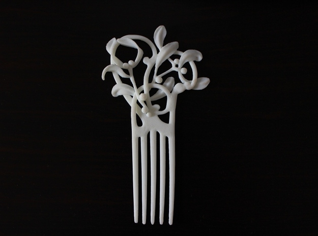 Nouveau Hair Comb Mistletoe in White Natural Versatile Plastic