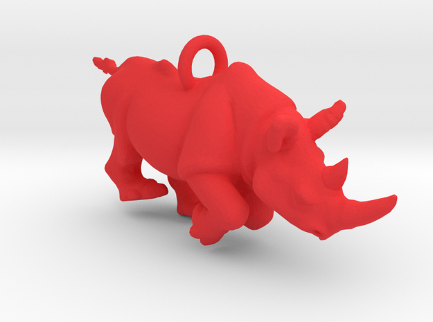 Rhino Pendant in Red Processed Versatile Plastic