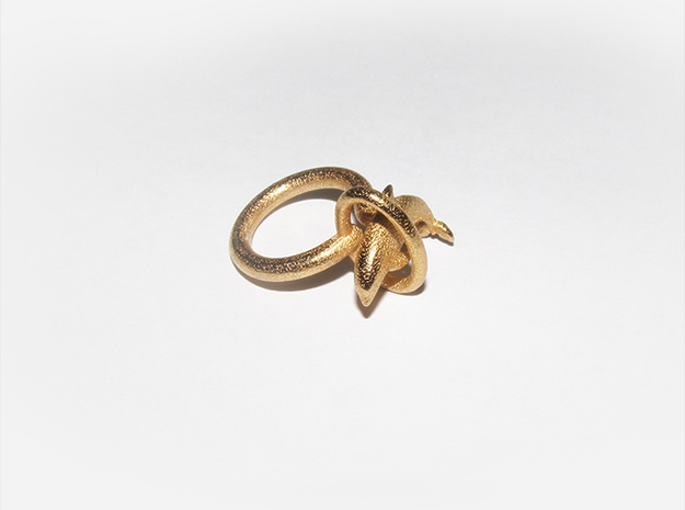 Dolplin Ring (US Size11) in Polished Gold Steel
