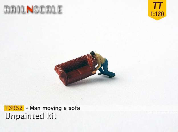 Man moving a sofa (TT 1:120) in Tan Fine Detail Plastic