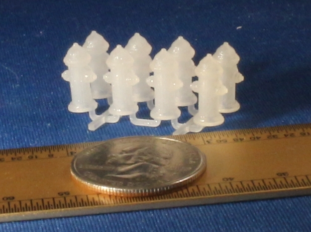S Scale Fire Hydrants X8 in Smooth Fine Detail Plastic