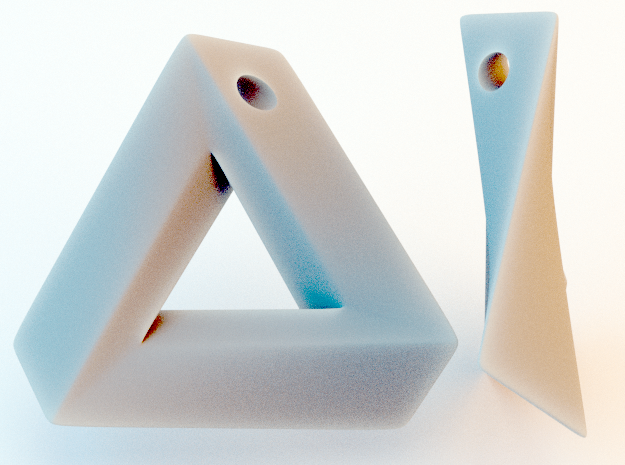 Impossible Triangle Pendant in White Processed Versatile Plastic: Small