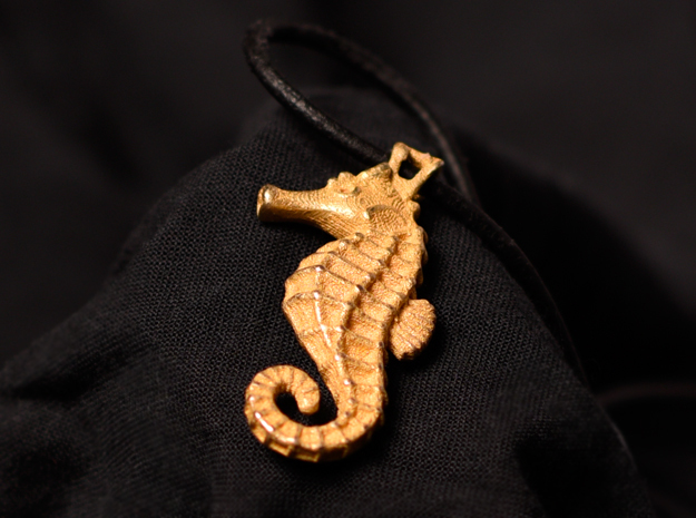 Seahorse Pendant in Polished Gold Steel