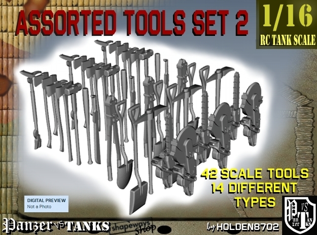 1-16 Assorted Tools Set2 in Smooth Fine Detail Plastic