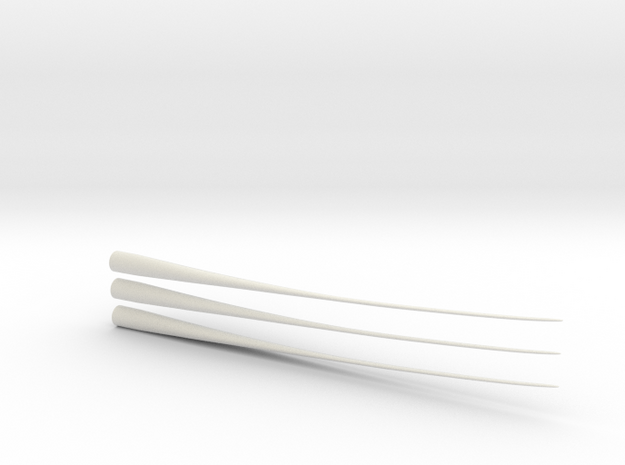 Z Scale Wind Turbine Blades 3 Pack - (Part 2 of 2) in White Natural Versatile Plastic