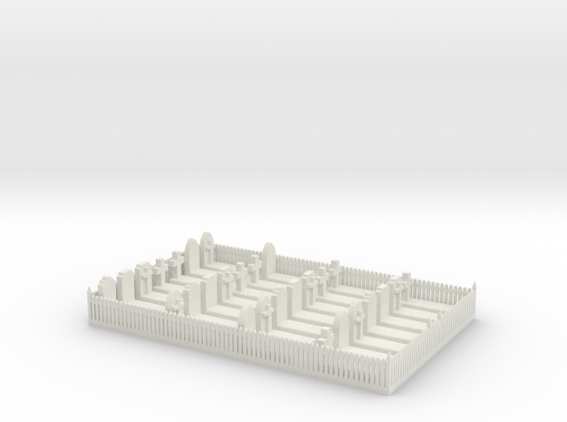 N Scale Cemetery Graveyard Fenced 1:160 in White Natural Versatile Plastic