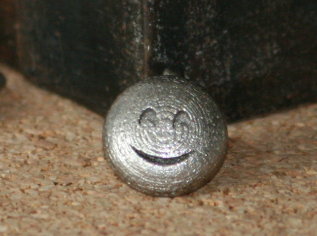 Dime Sized Emoji Smiling Eyes Smiling Mouth in Polished Bronzed Silver Steel