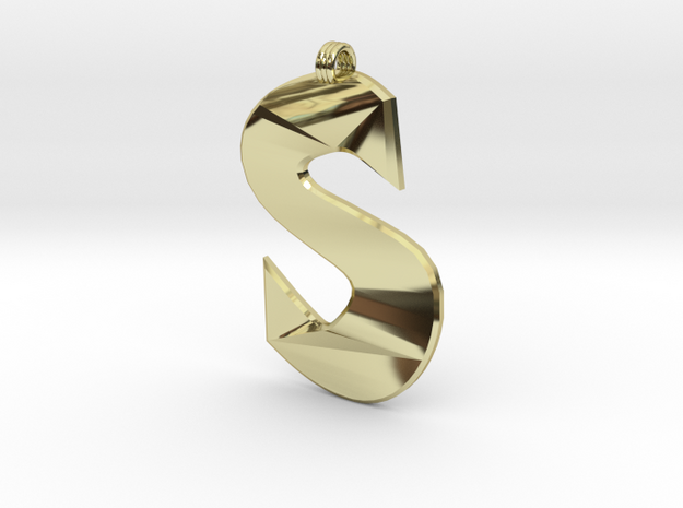 Distorted letter S in 18k Gold Plated Brass