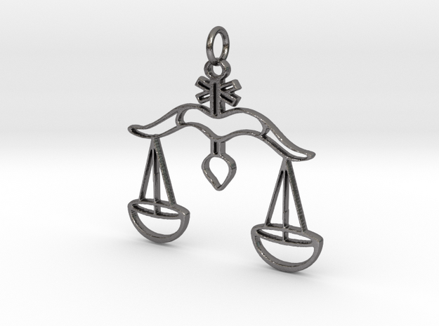 Scales of Justice Pendant in Polished Nickel Steel