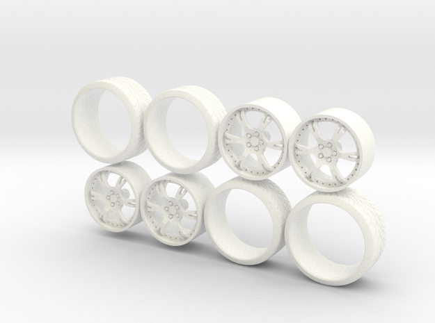 Set Wheels Sporz² + Tire 1-18 in White Processed Versatile Plastic