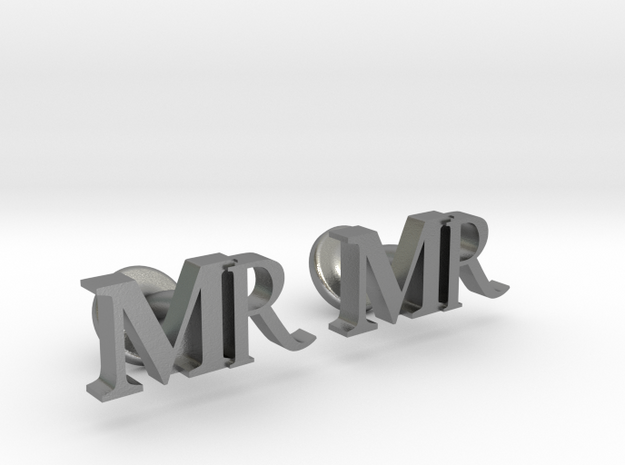 MR personalised cufflinks in Natural Silver