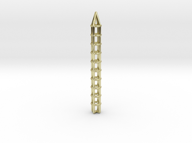 Pen Pendant Circular in 18k Gold Plated Brass