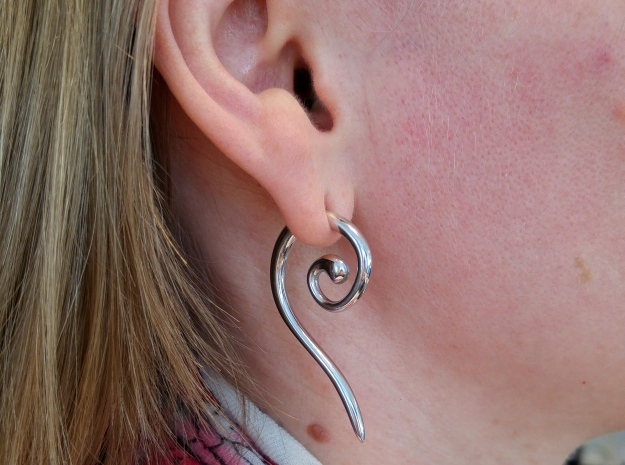 Medieval Half Heart pair of earrings in Rhodium Plated Brass