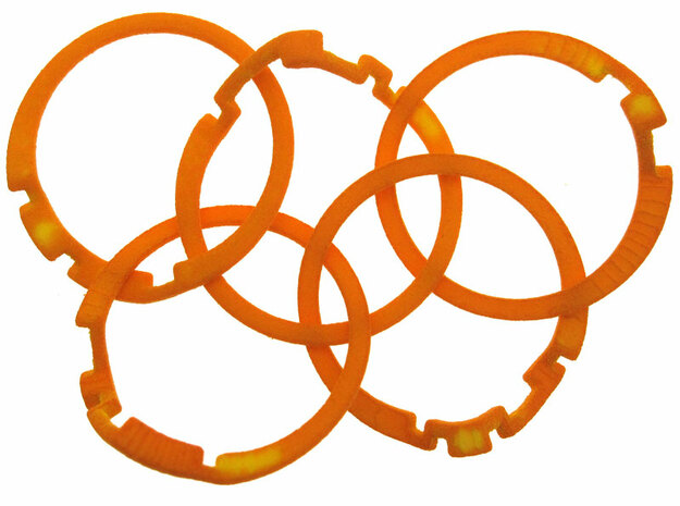 Olympic Puzzle Ring in Orange Processed Versatile Plastic