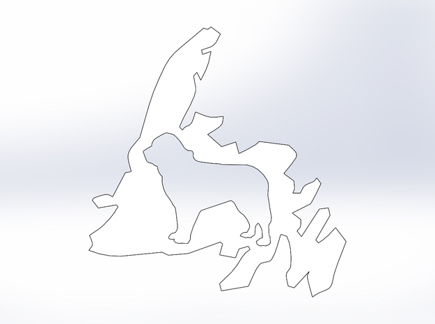 Newfoundland Dog Cutout (L) in White Natural Versatile Plastic