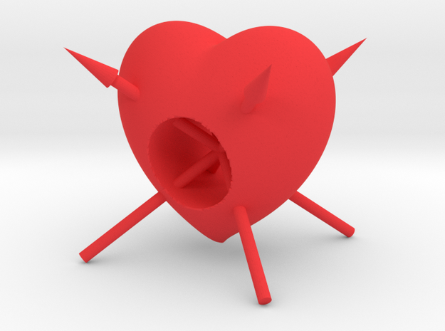 Arrow Through Heart in Red Processed Versatile Plastic