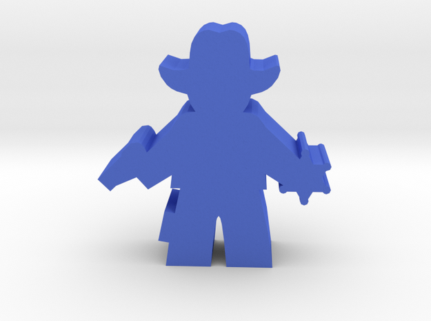 Game Piece, Sheriff, With Badge Pistol in Blue Processed Versatile Plastic