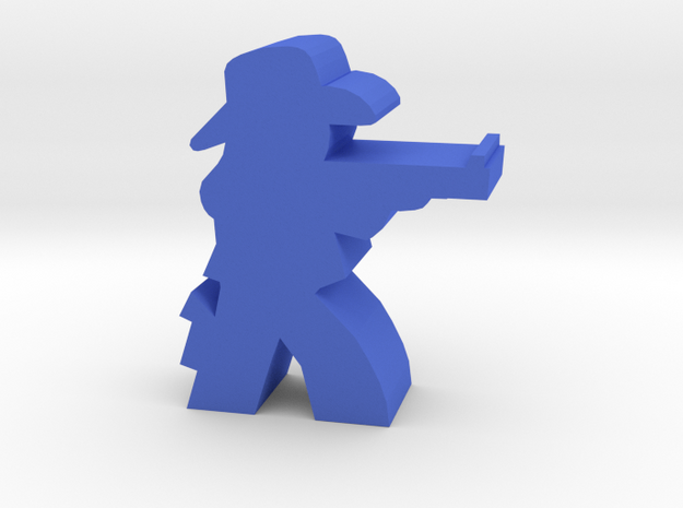 Game Piece, Cowgirl, Aiming Rifle in Blue Processed Versatile Plastic