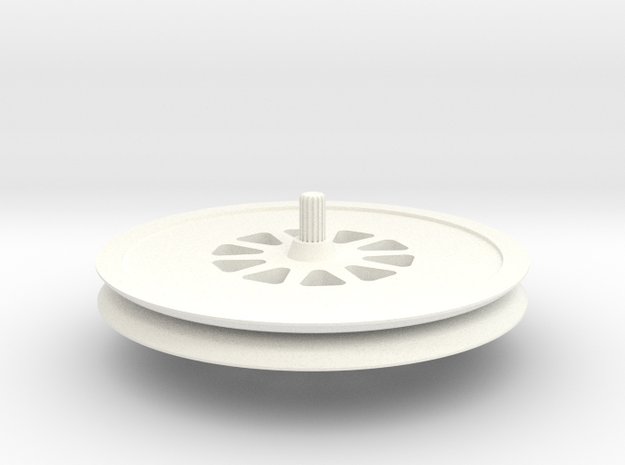 Deep-thin-groove-wheel in White Processed Versatile Plastic