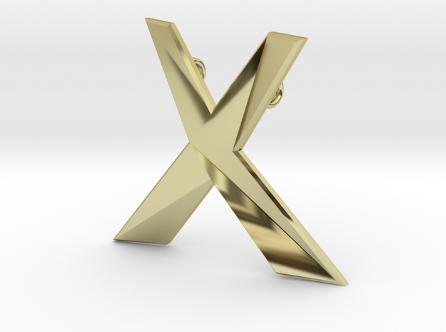Distorted letter X in 18k Gold Plated Brass