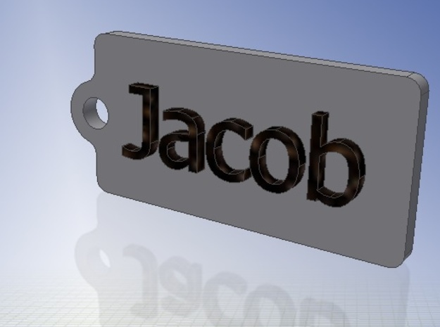 Name Tag Jacob Key chain Zipper 2x1in 50x25mm 5mm  in White Natural Versatile Plastic