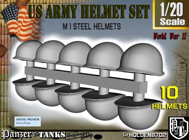 1-20 US M1 Helmets Set1 in White Natural Versatile Plastic