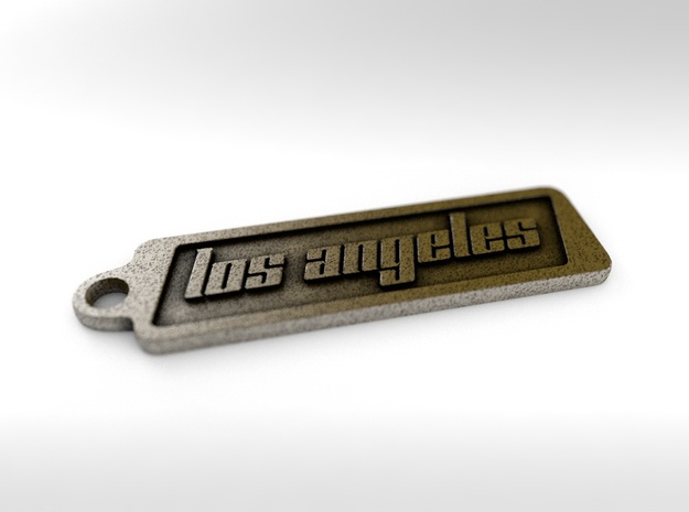 Los Angeles, California Keychain in Polished Bronze Steel