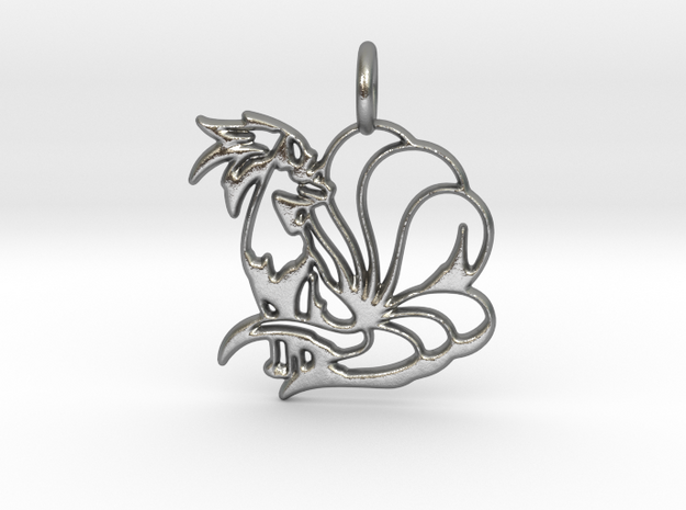 Ninetales Pendant in Natural Silver