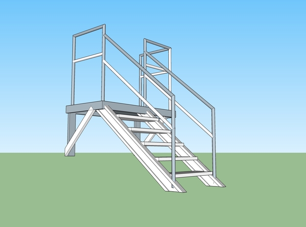 Pump House Stairs in O in Tan Fine Detail Plastic