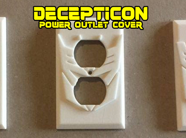 Decepticon Symbol Power Outlet Plate in White Natural Versatile Plastic