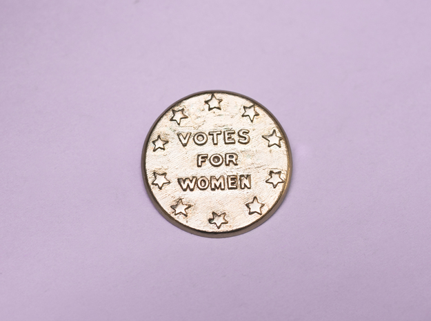 Votes For Women Button with Pin Back in Natural Bronze