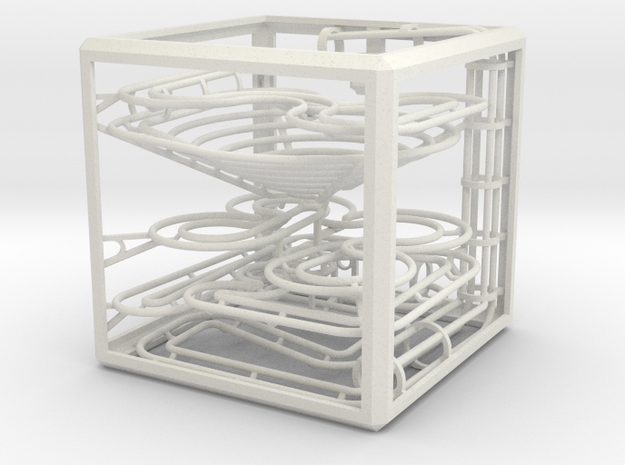"The Cube" marble run in White Natural Versatile Plastic