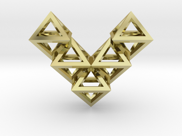 V10 Pendant. Perfect Pyramid Structure. in 18k Gold Plated Brass