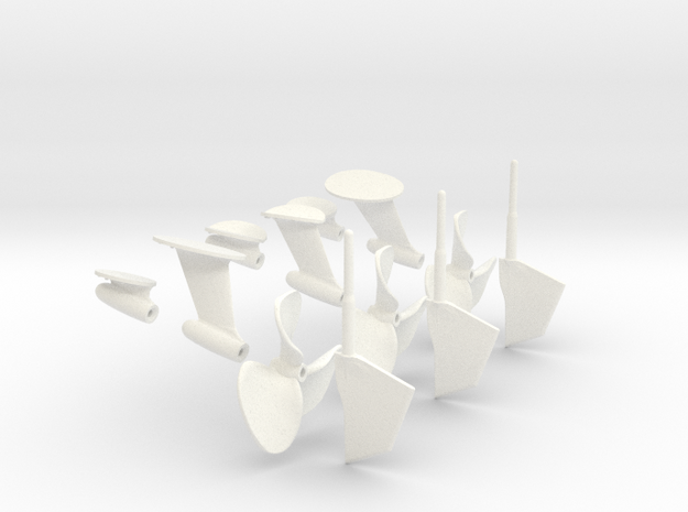 1-16 PT Elco Rudder-Propeller-Shaft Strut Set1 in White Processed Versatile Plastic