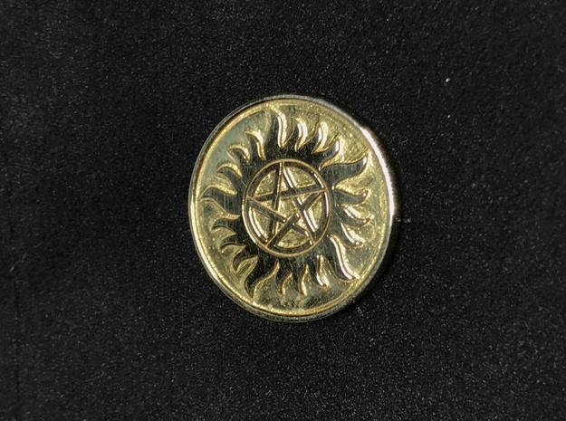 Supernatural Anti Possession Coin Pendant in Polished Brass