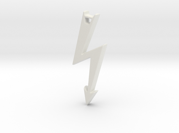 Electrical Hazard Lightning Bolt with Hole in White Natural Versatile Plastic